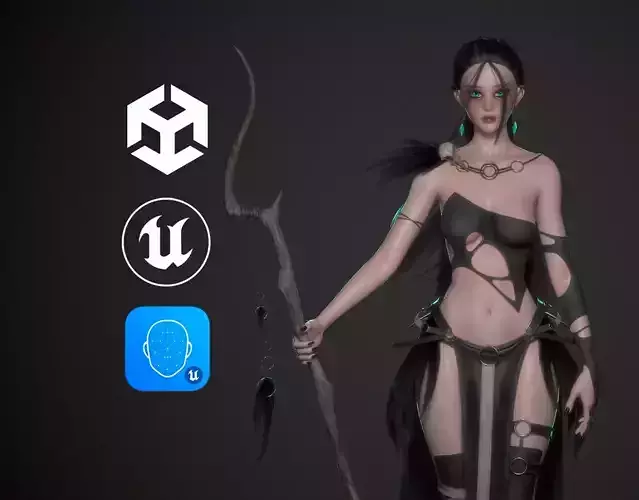 Necromancer Girl Sora - Game Ready Low-poly 3D model