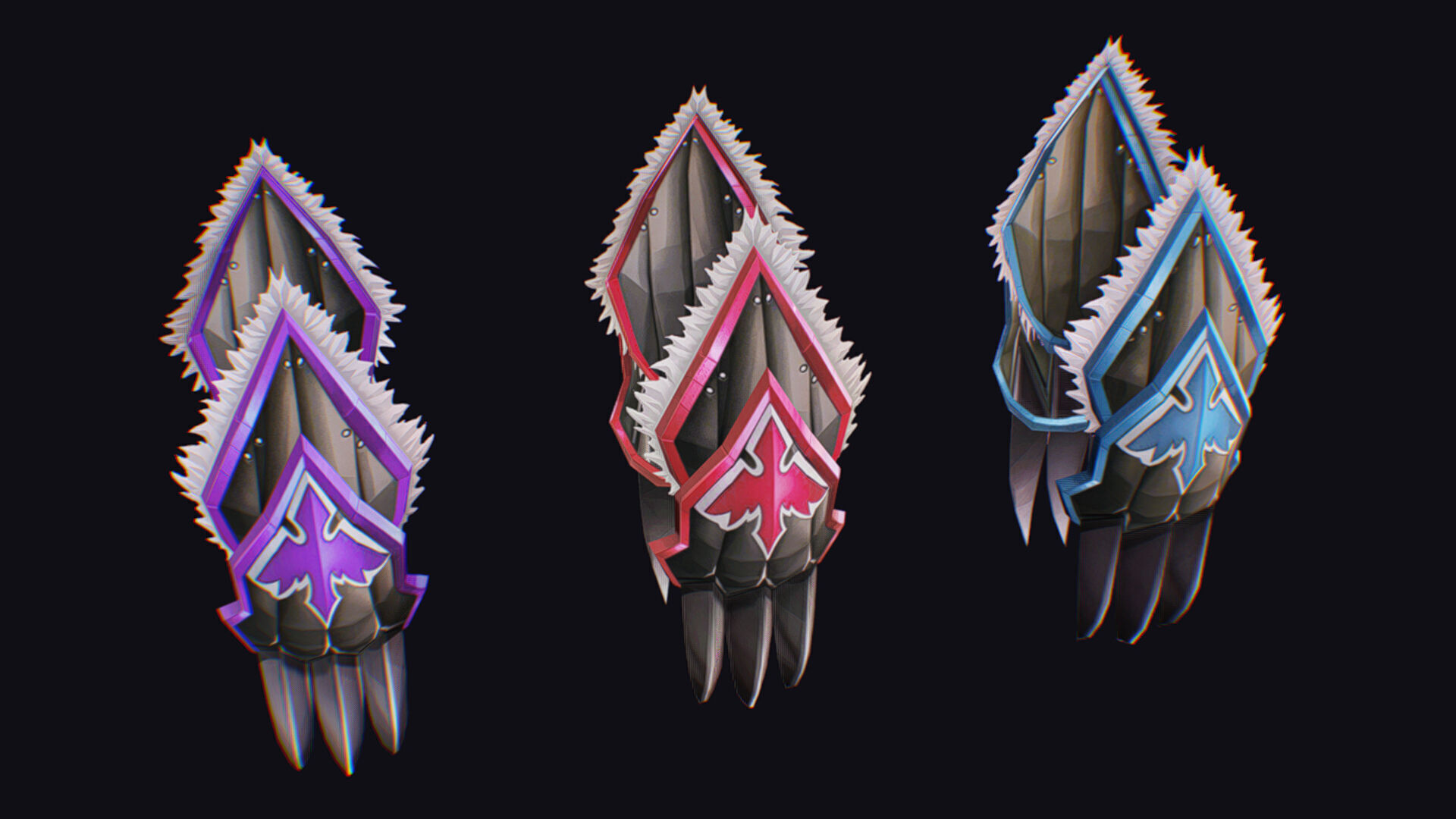 Claw Hand Glove Weapon Blade Cutting Edged Claws Wedge Low-poly 3D model_5