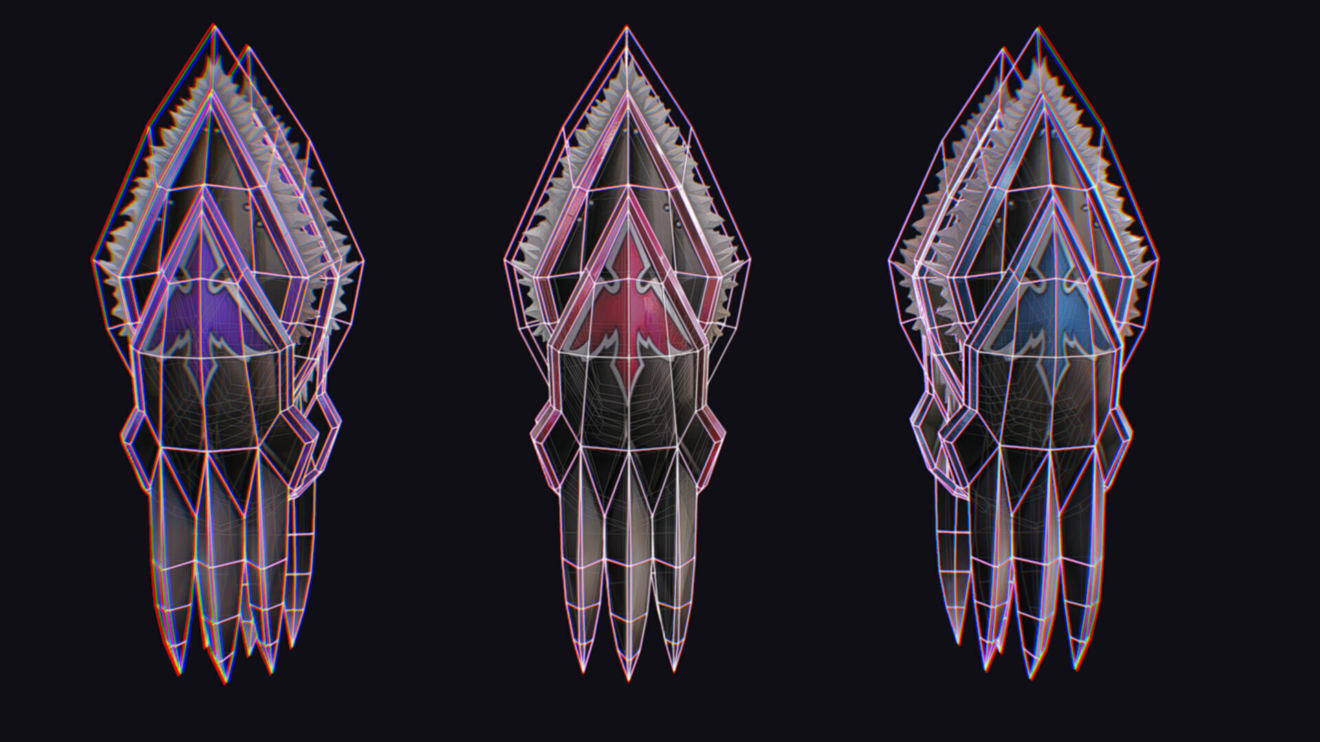 Claw Hand Glove Weapon Blade Cutting Edged Claws Wedge Low-poly 3D model_9