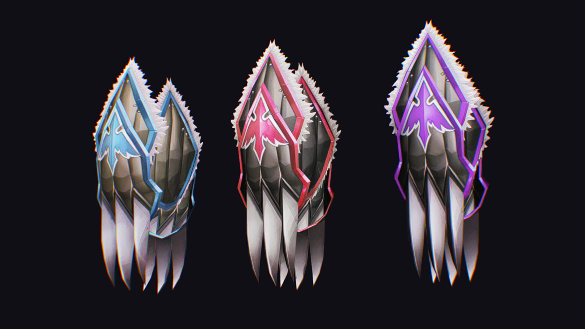 Claw Hand Glove Weapon Blade Cutting Edged Claws Wedge Low-poly 3D model_2