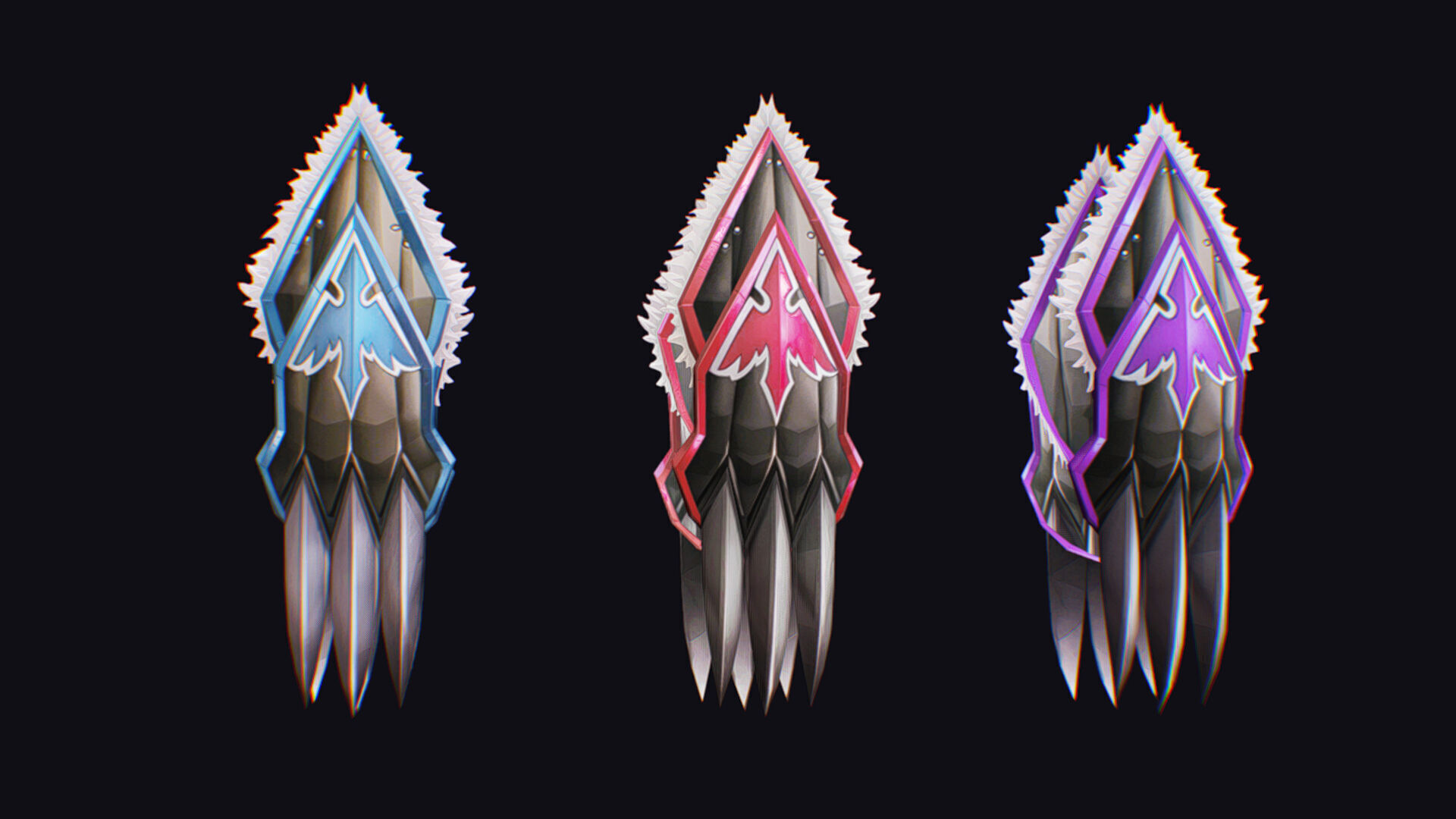 Claw Hand Glove Weapon Blade Cutting Edged Claws Wedge Low-poly 3D model_1