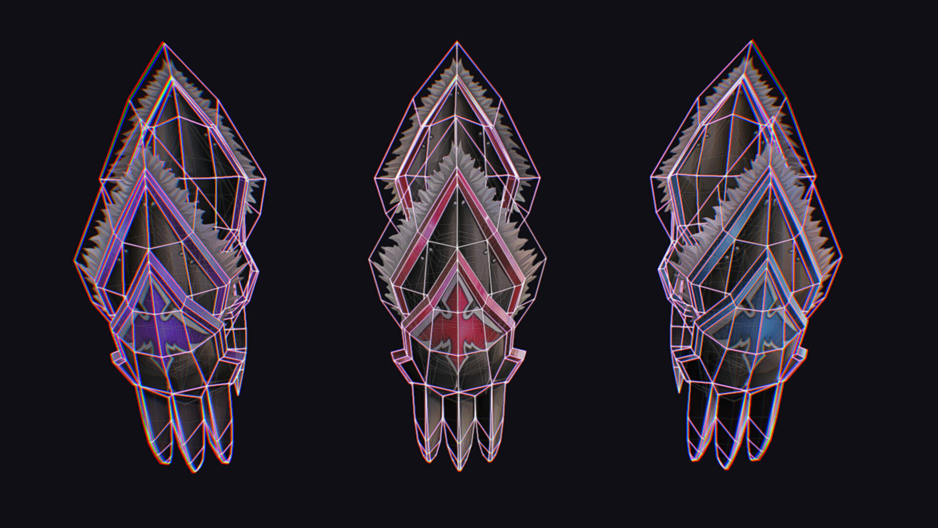 Claw Hand Glove Weapon Blade Cutting Edged Claws Wedge Low-poly 3D model_11