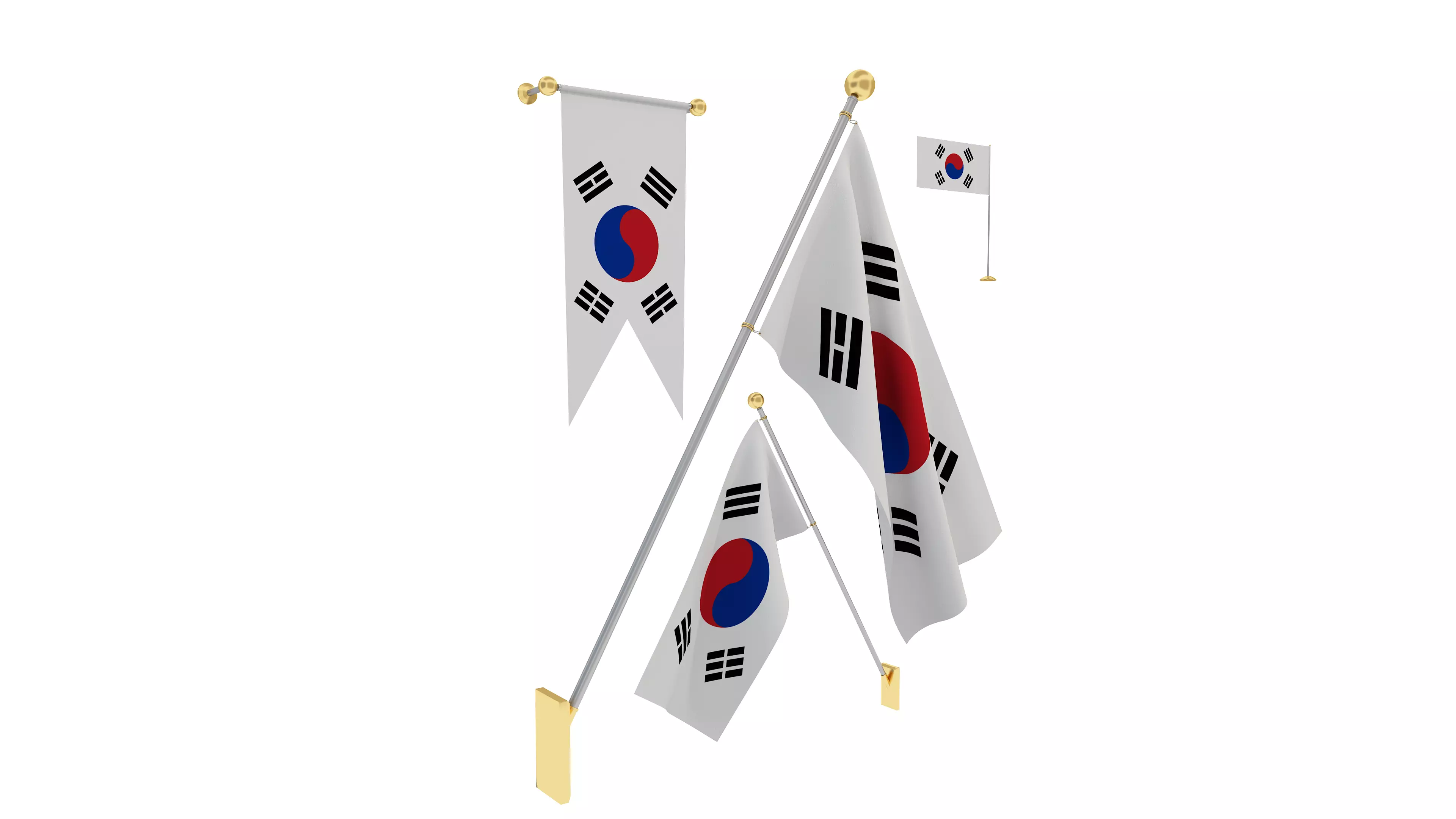 Flags of South Korea 3D model