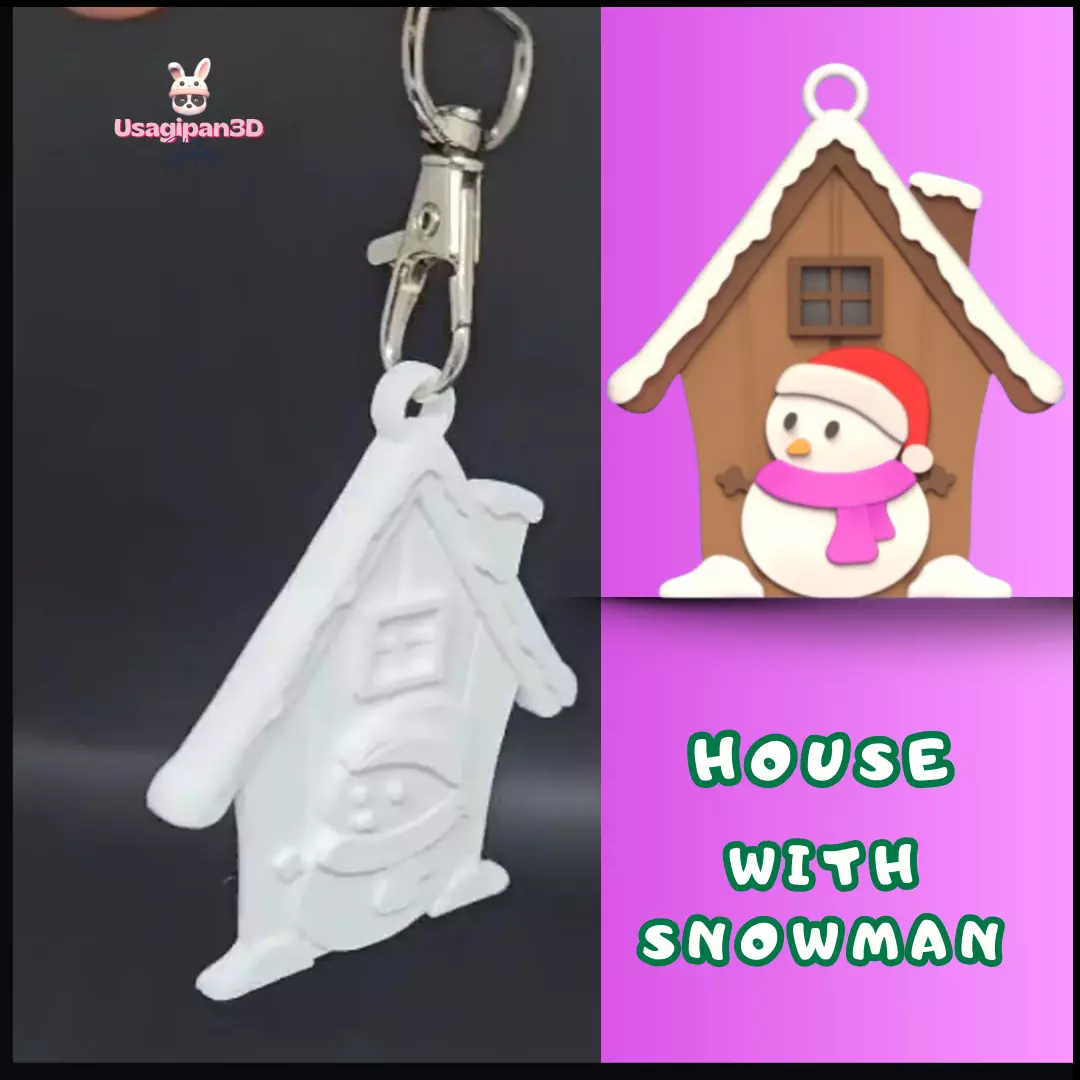 House with Snowman 3D print model_0
