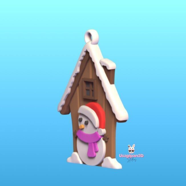 House with Snowman 3D print model_2