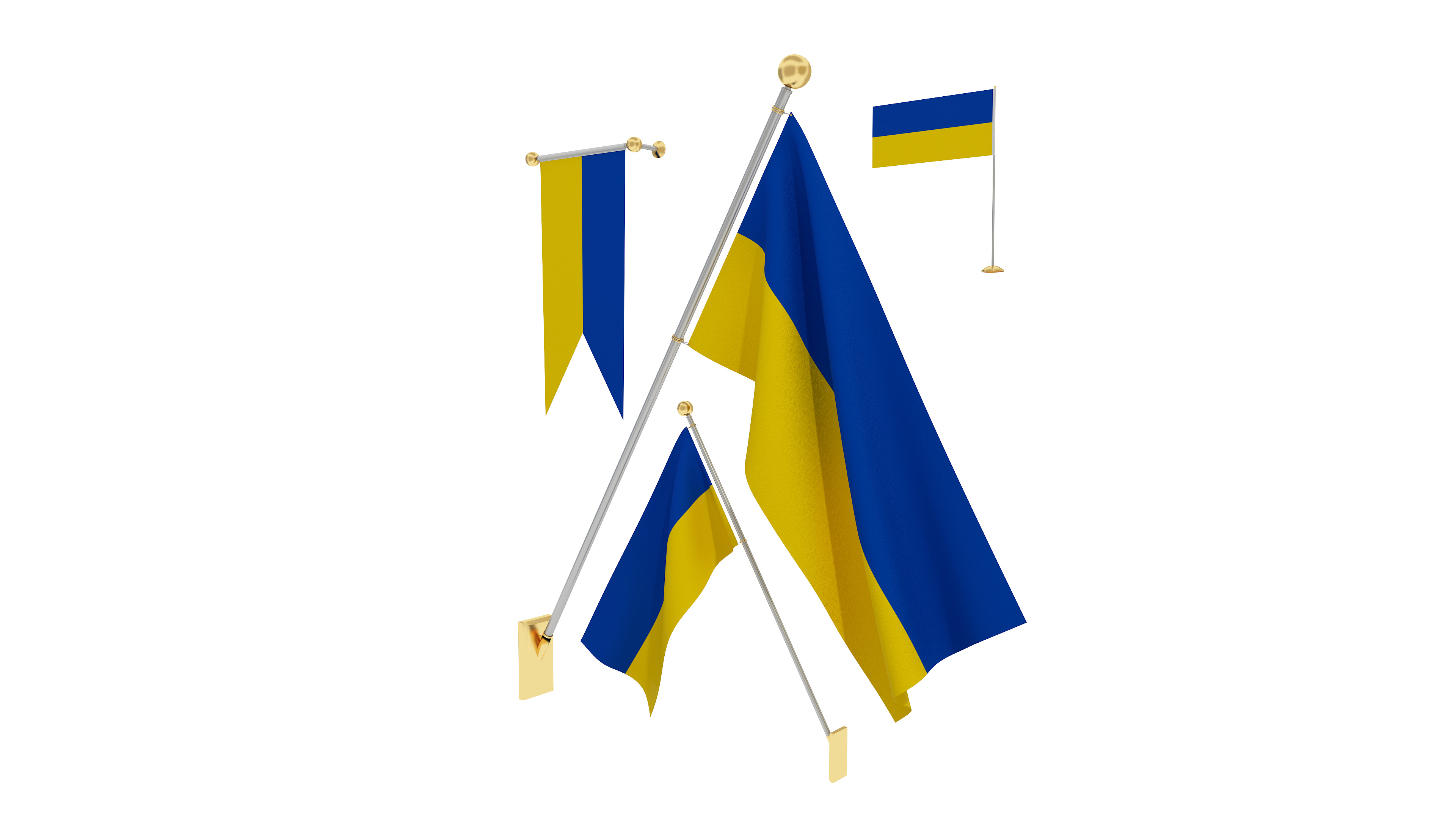 Flags of Ukrania 3D model_3