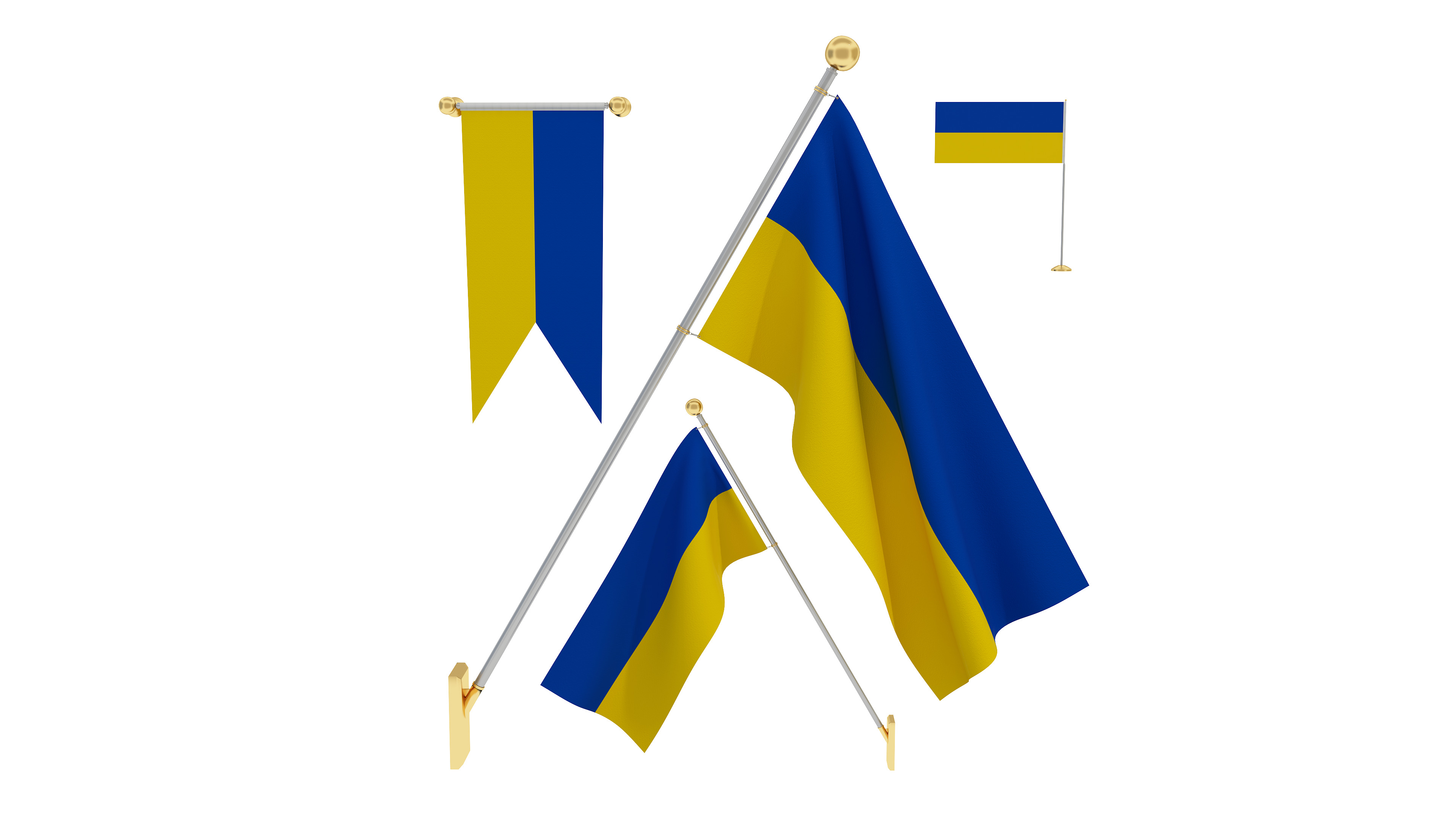 Flags of Ukrania 3D model_4