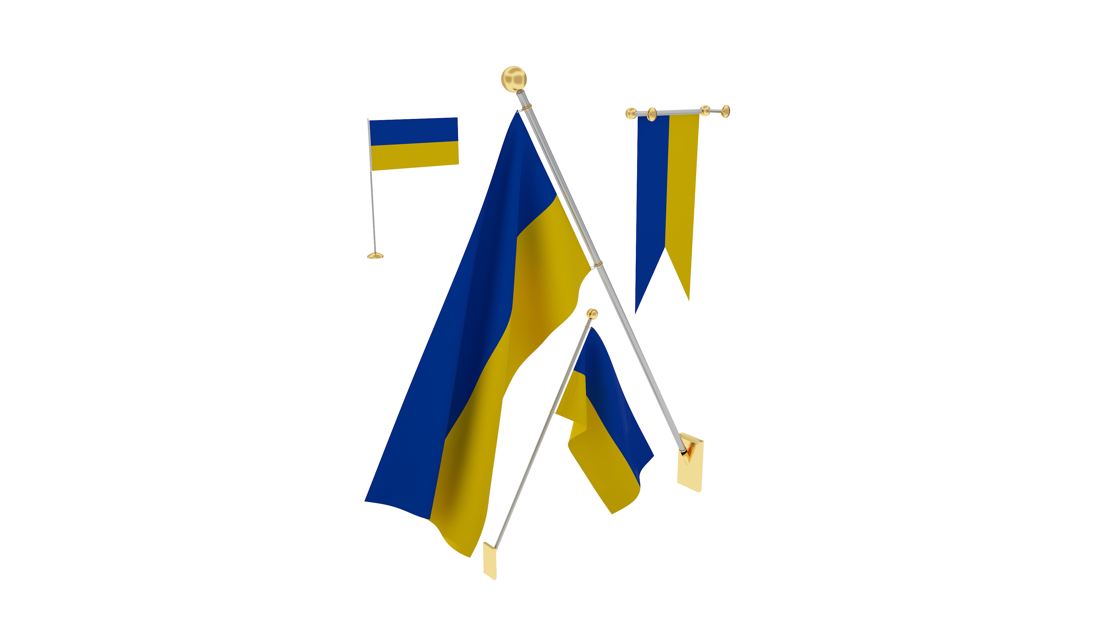 Flags of Ukrania 3D model_2