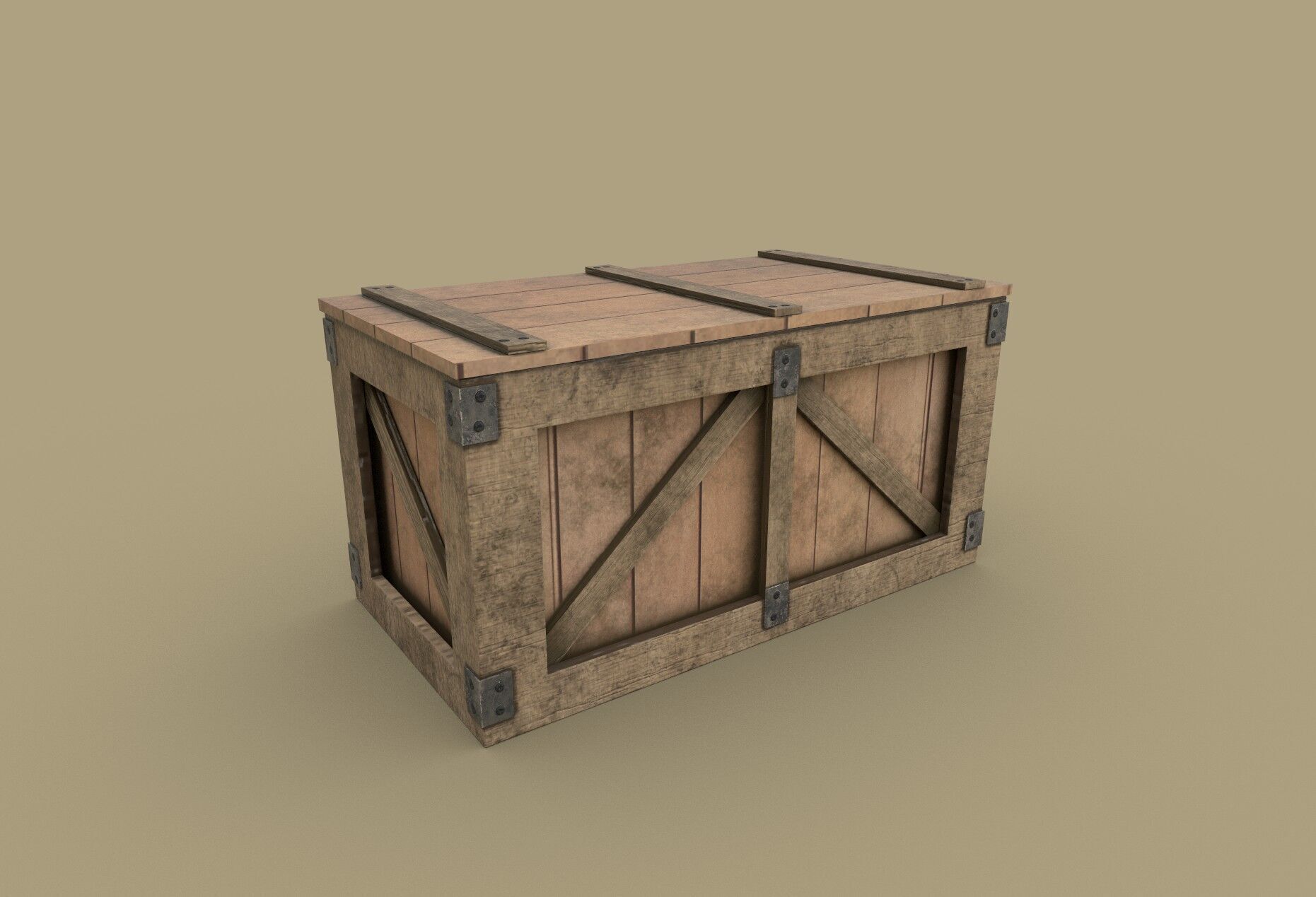 Wooden Containers Low-poly 3D model_4