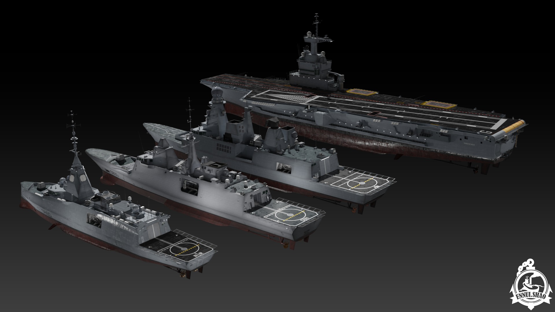Modern French navy warships 3D Model Collection_7