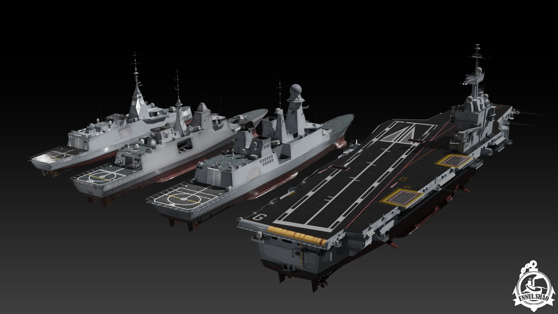 Modern French navy warships 3D Model Collection_6