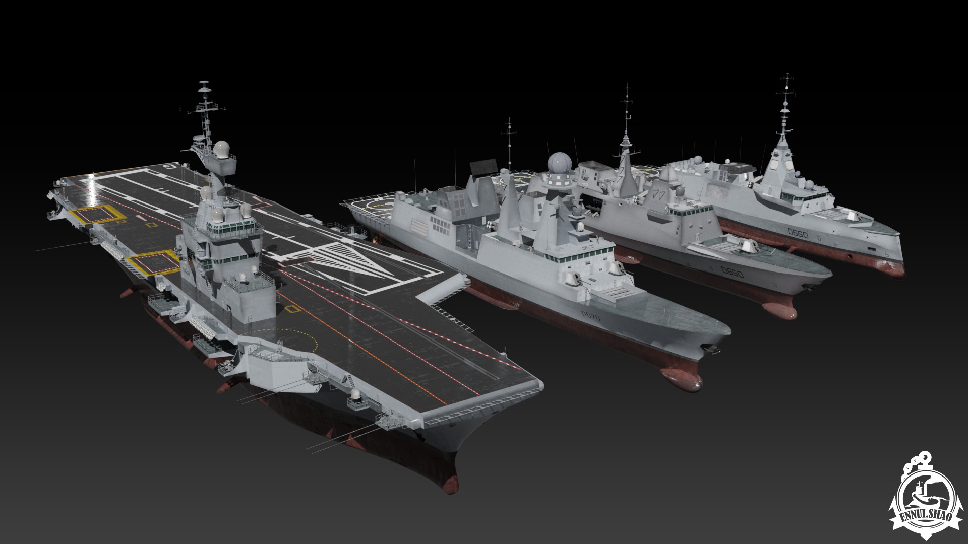 Modern French navy warships 3D Model Collection_5