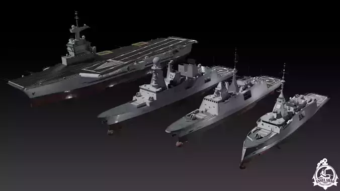 Modern French navy warships 3D Model Collection