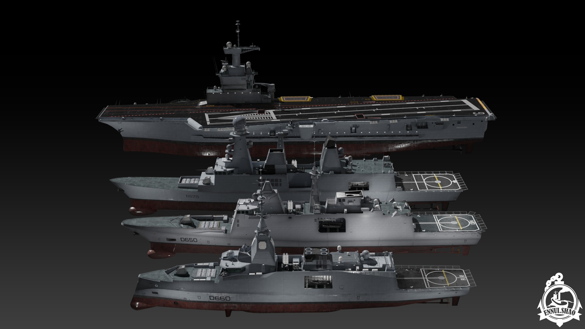 Modern French navy warships 3D Model Collection_8