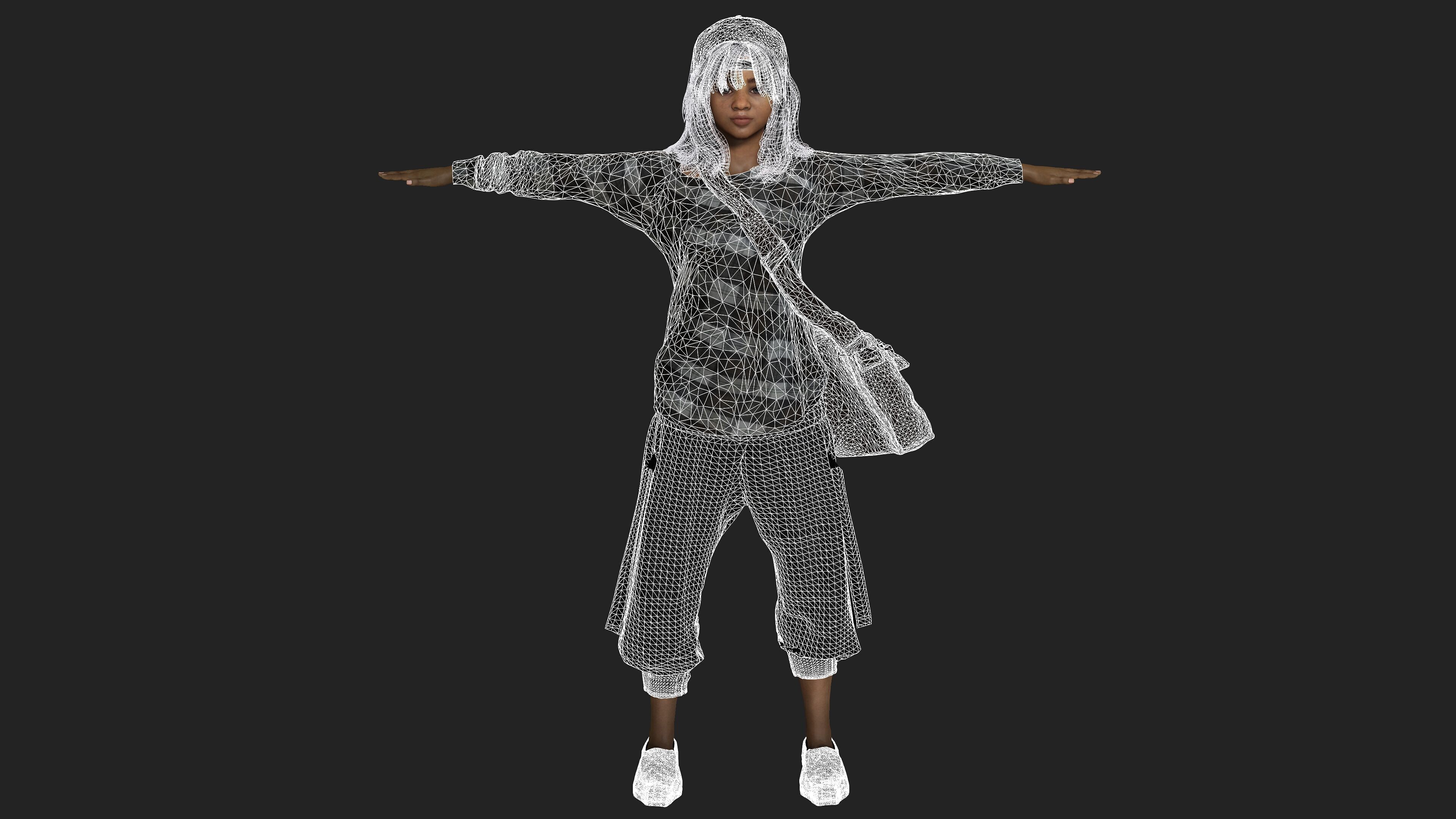 AAA 3D REALISTIC HUMAN CHARACTER - AFRICAN TEENAGE GIRL Low-poly 3D model_13