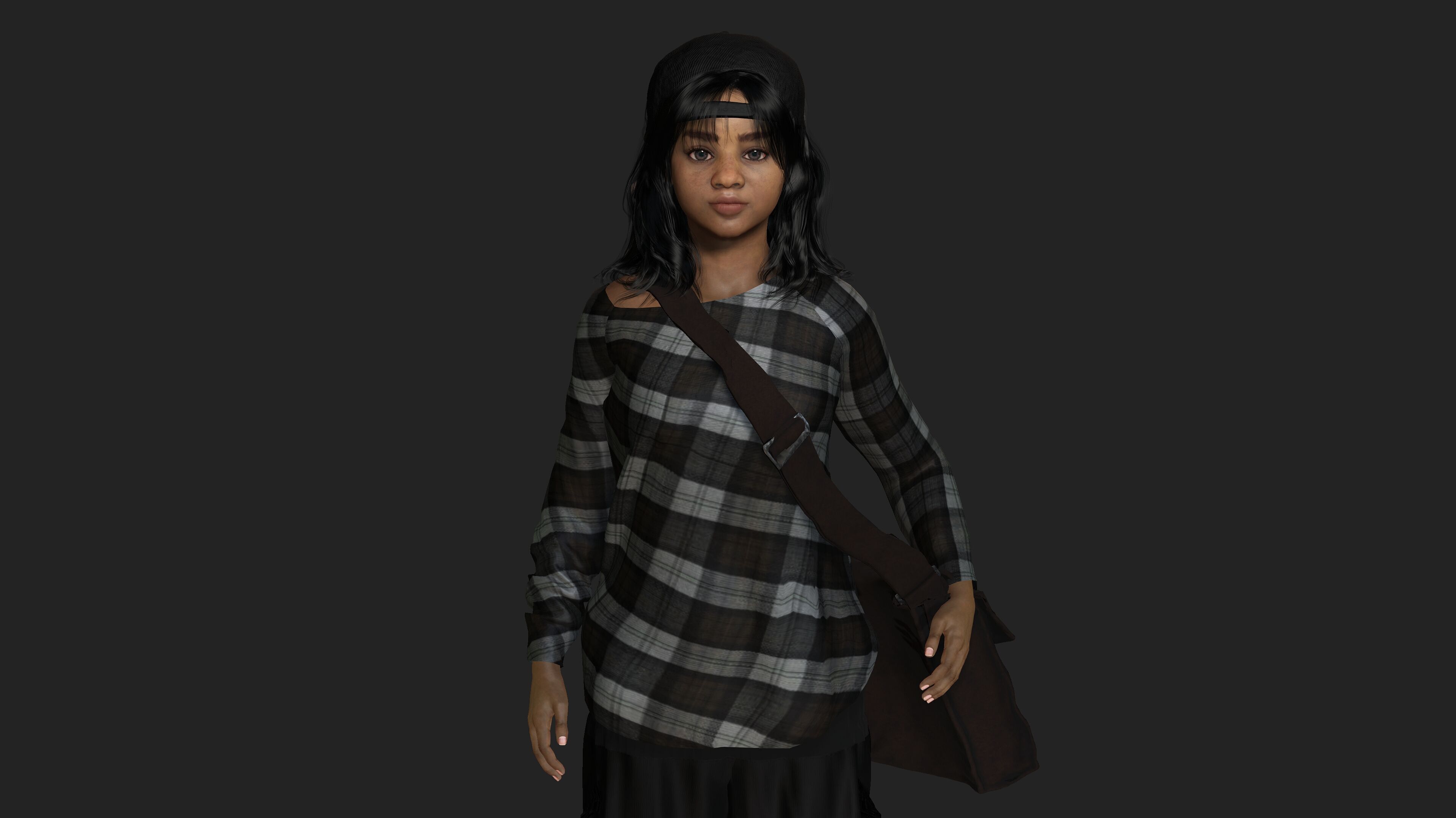 AAA 3D REALISTIC HUMAN CHARACTER - AFRICAN TEENAGE GIRL Low-poly 3D model_4