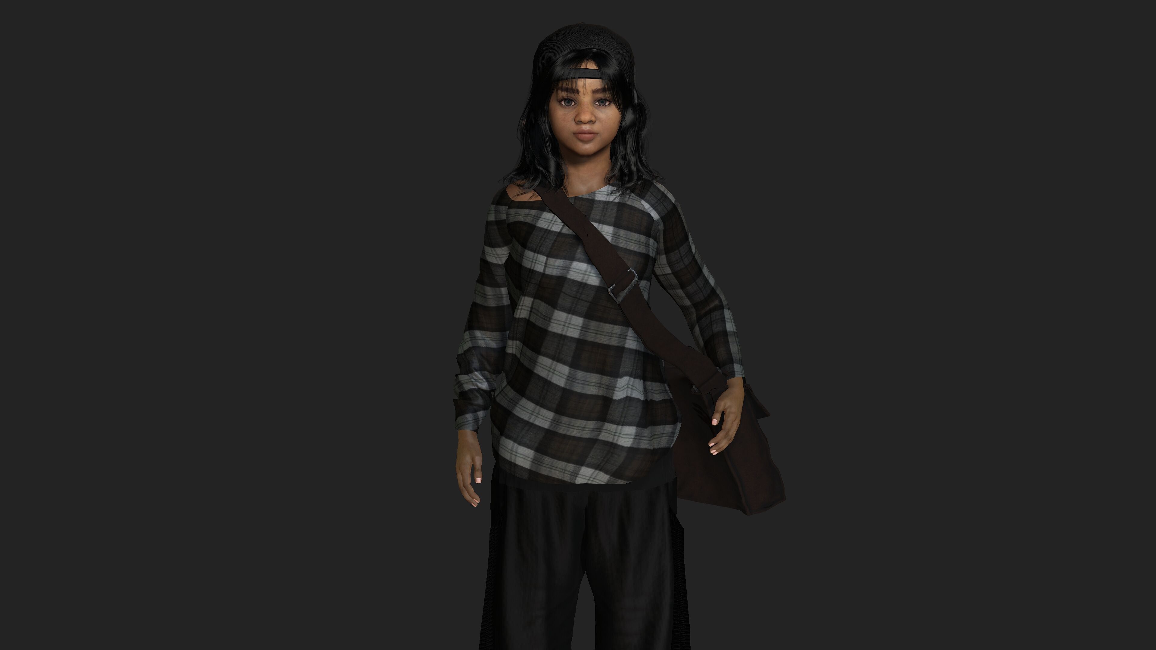 AAA 3D REALISTIC HUMAN CHARACTER - AFRICAN TEENAGE GIRL Low-poly 3D model_3