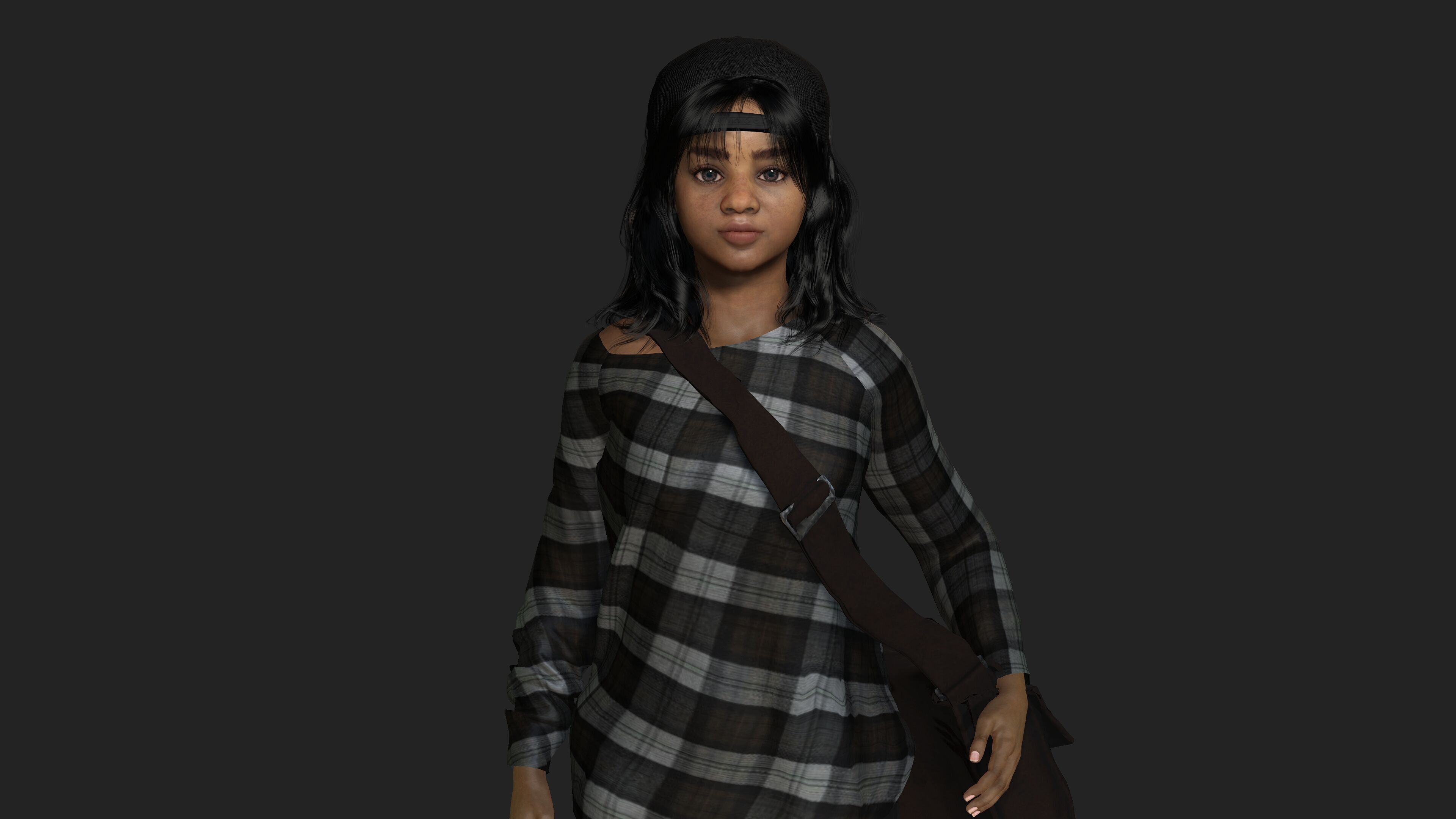 AAA 3D REALISTIC HUMAN CHARACTER - AFRICAN TEENAGE GIRL Low-poly 3D model_5