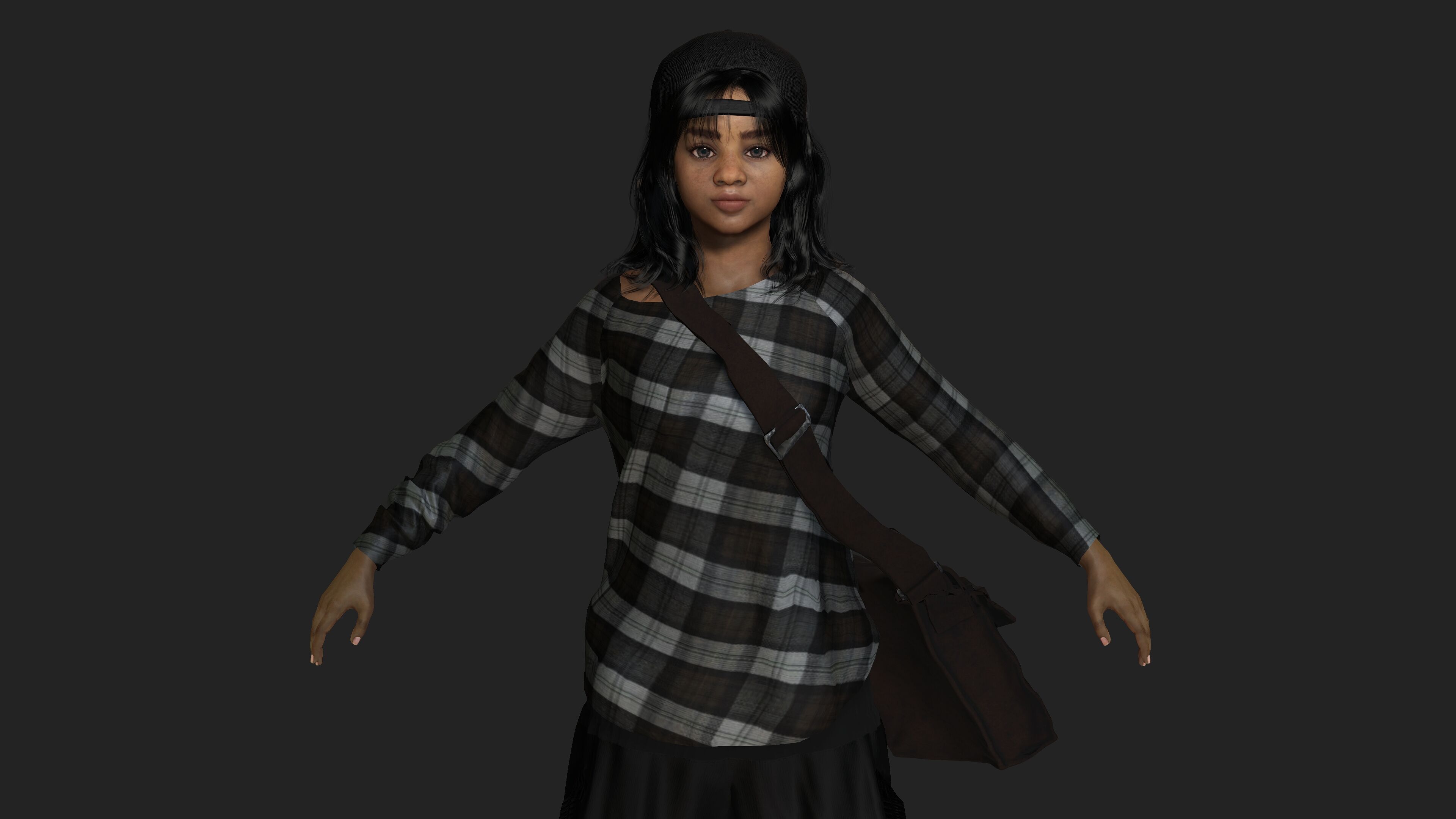 AAA 3D REALISTIC HUMAN CHARACTER - AFRICAN TEENAGE GIRL Low-poly 3D model_11
