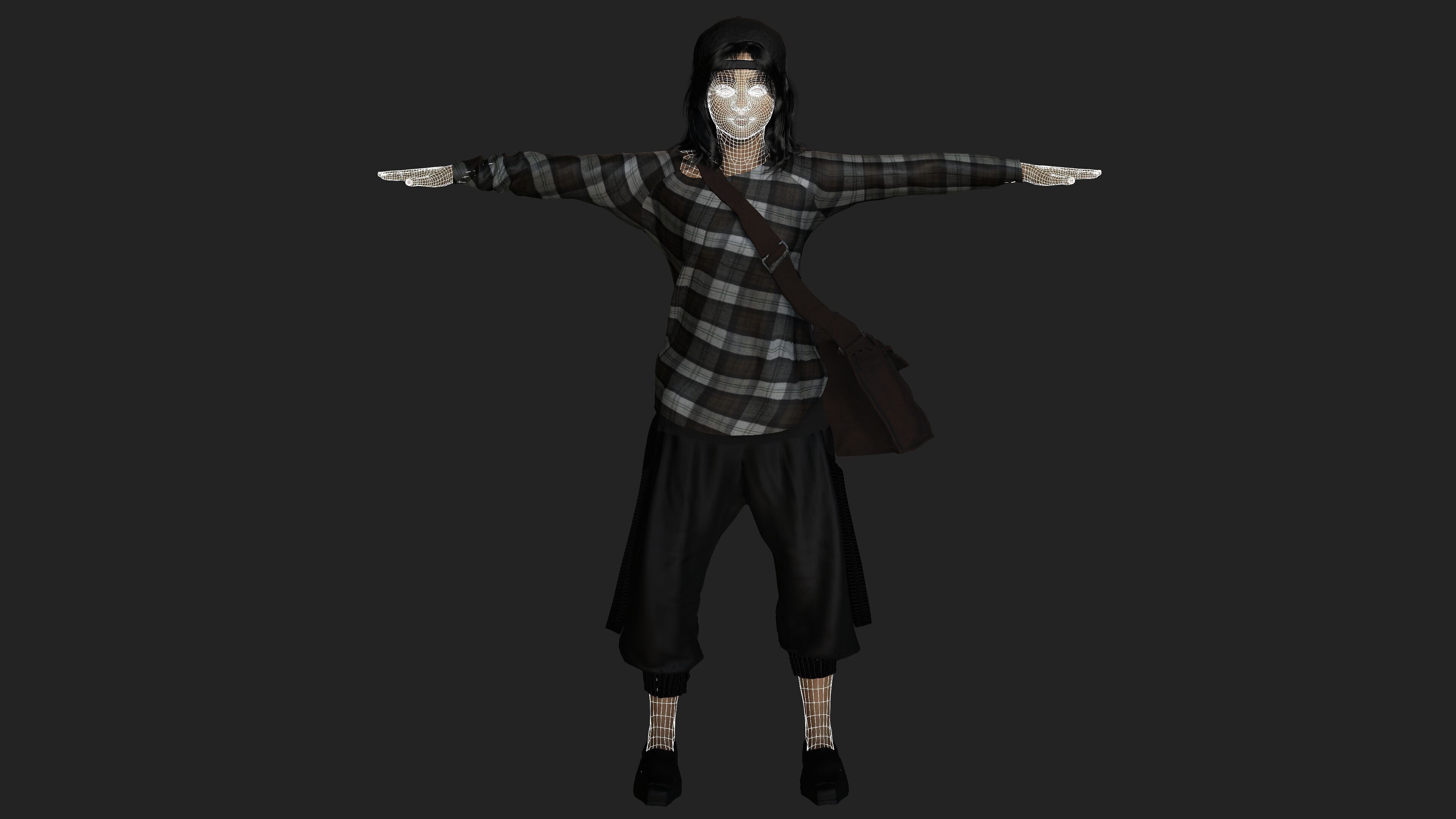 AAA 3D REALISTIC HUMAN CHARACTER - AFRICAN TEENAGE GIRL Low-poly 3D model_14