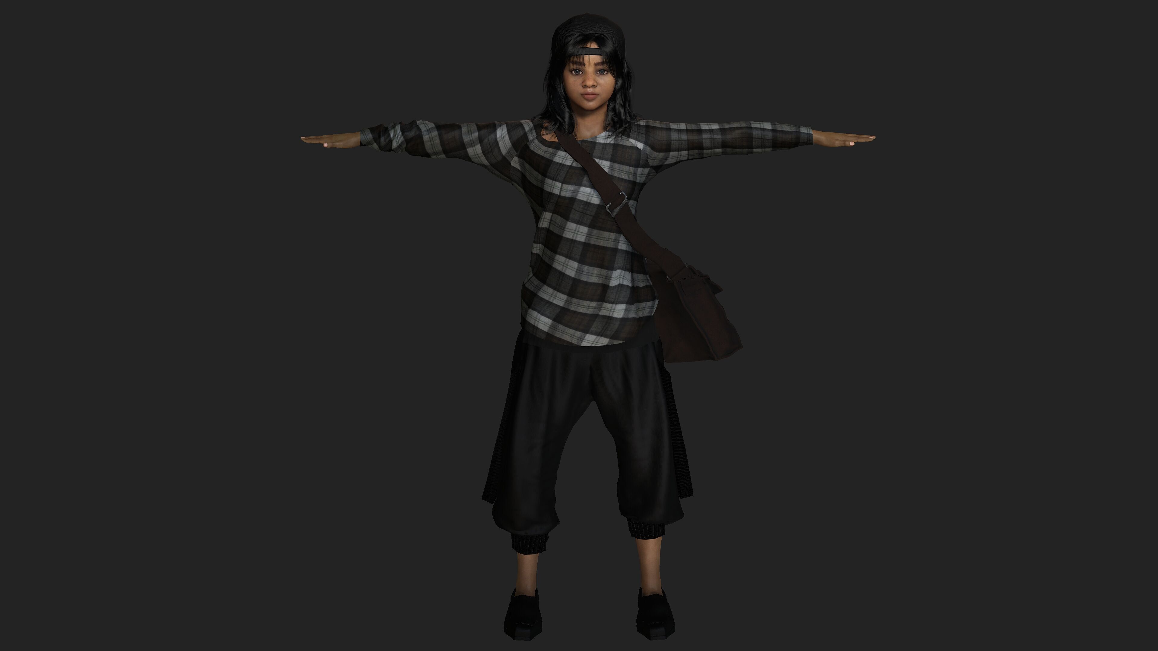 AAA 3D REALISTIC HUMAN CHARACTER - AFRICAN TEENAGE GIRL Low-poly 3D model_12