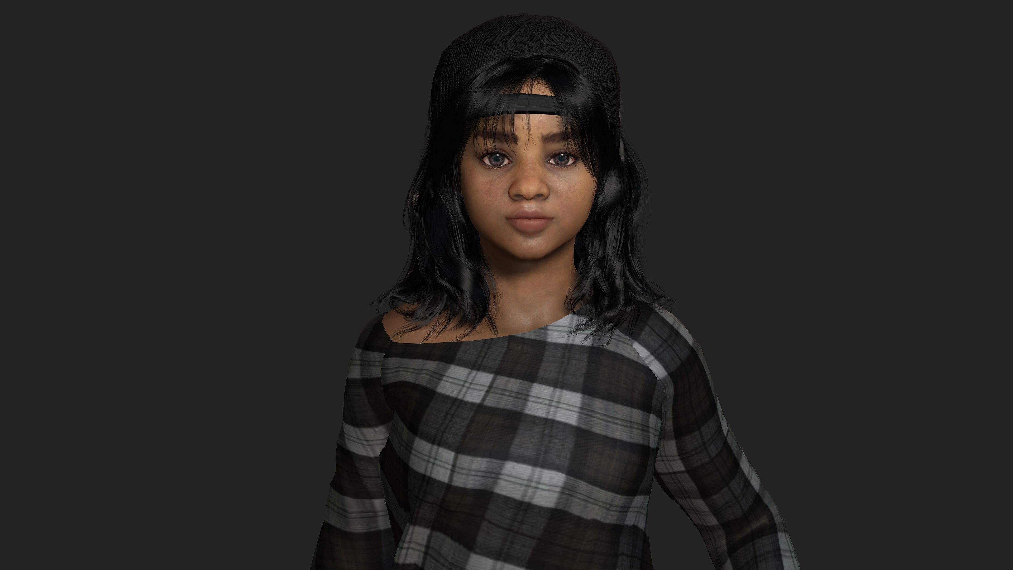 AAA 3D REALISTIC HUMAN CHARACTER - AFRICAN TEENAGE GIRL Low-poly 3D model_9