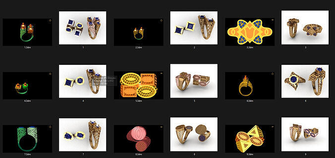 asymmetric new collection rings 109 pieces print ready 3D print model
