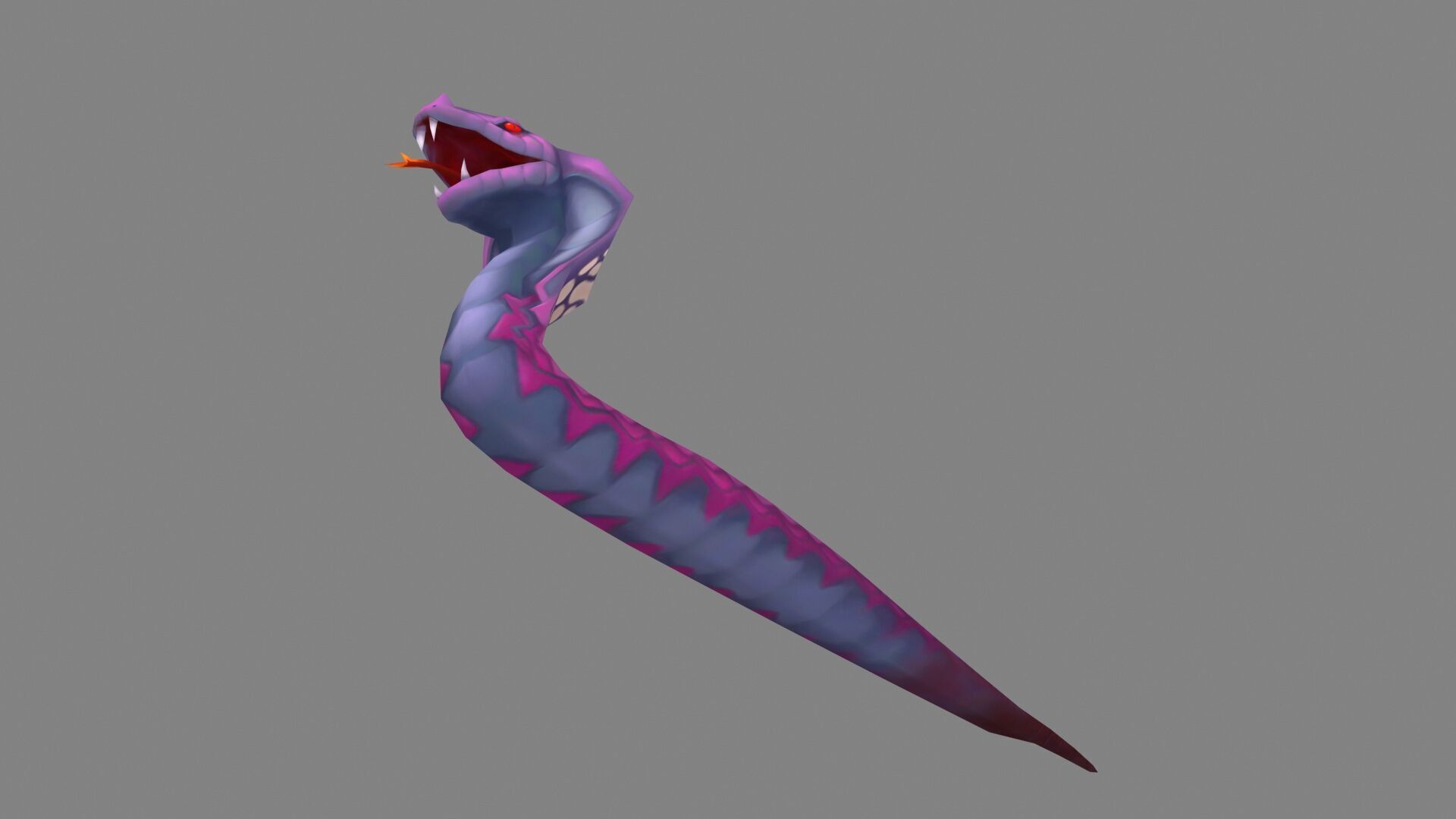 Cartoon Cobra - Purple Naja Low-poly 3D model_3