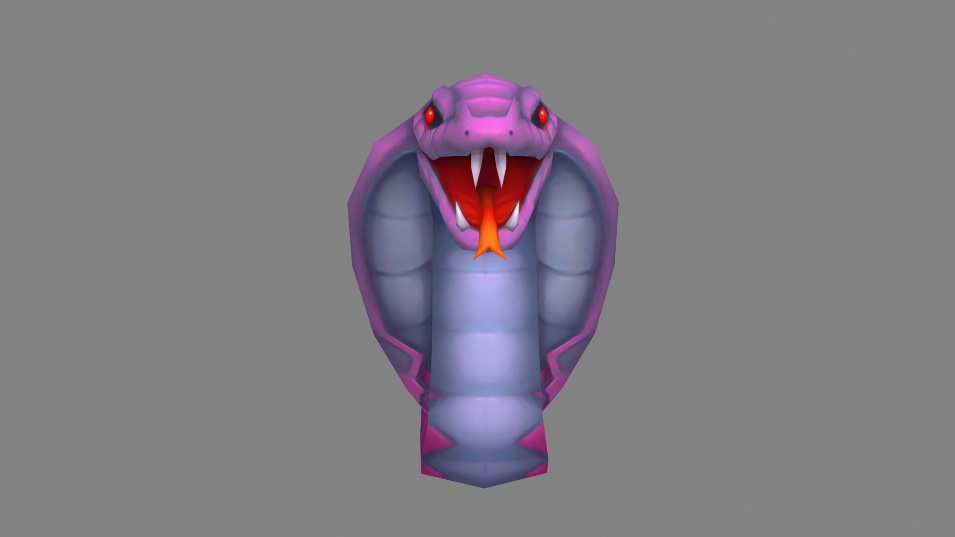 Cartoon Cobra - Purple Naja Low-poly 3D model_4