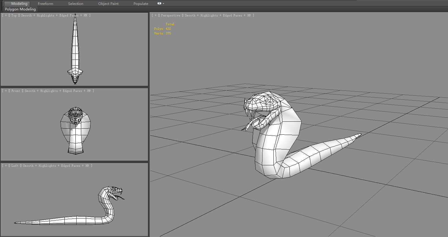Cartoon Cobra - Purple Naja Low-poly 3D model_7