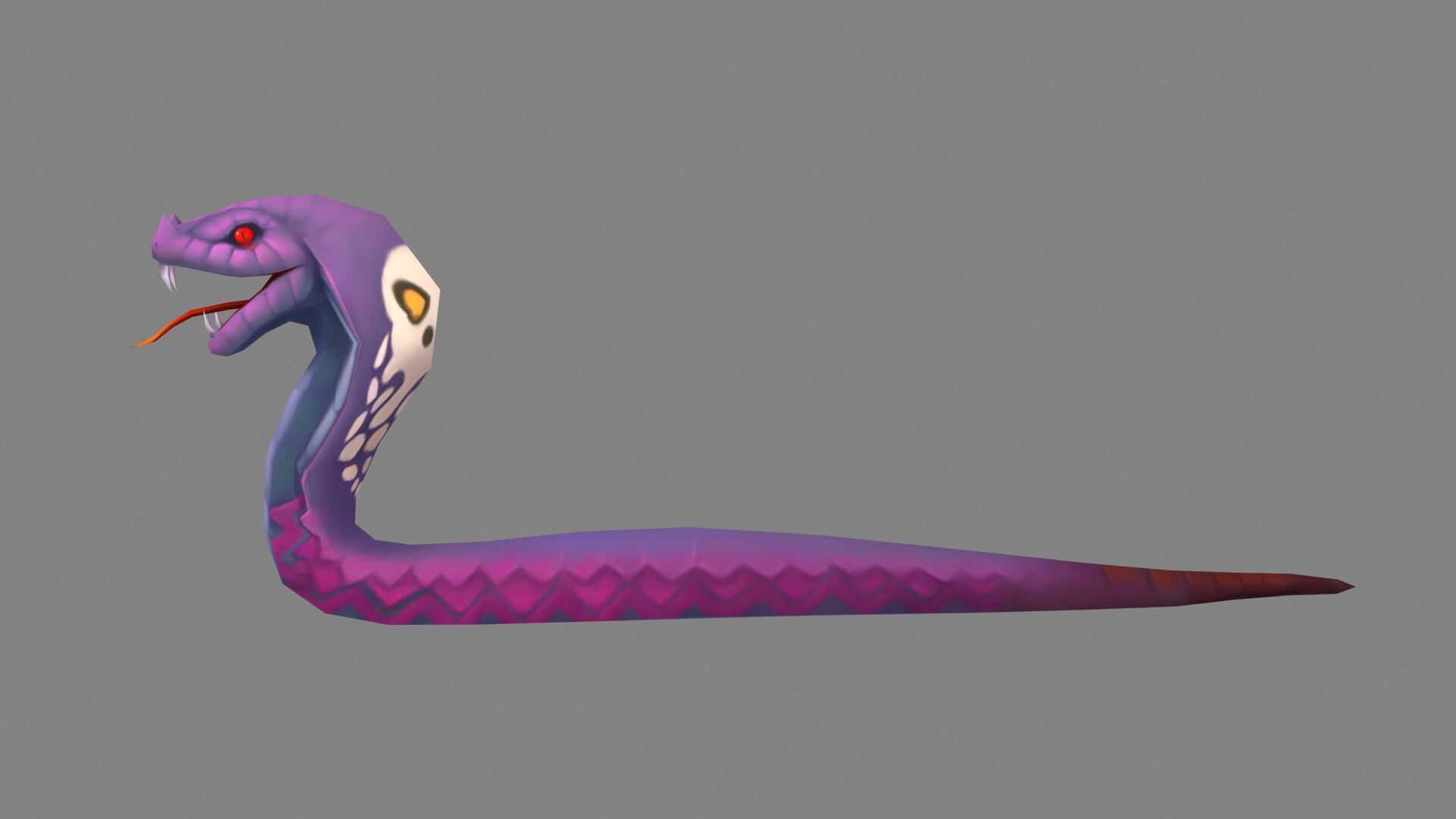 Cartoon Cobra - Purple Naja Low-poly 3D model_1