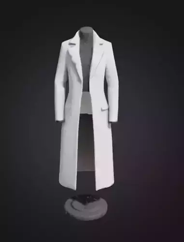 White long coat with floating stand 3D model