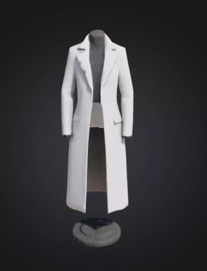 White long coat with floating stand 3D model_0