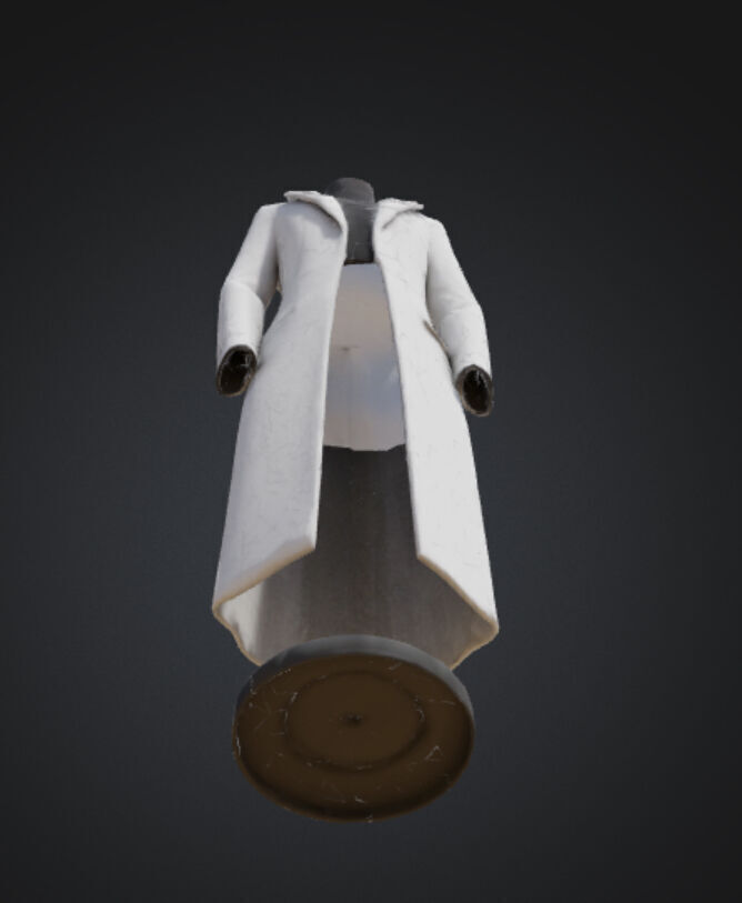 White long coat with floating stand 3D model_9