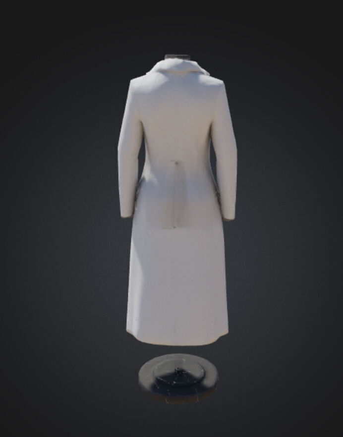 White long coat with floating stand 3D model_3
