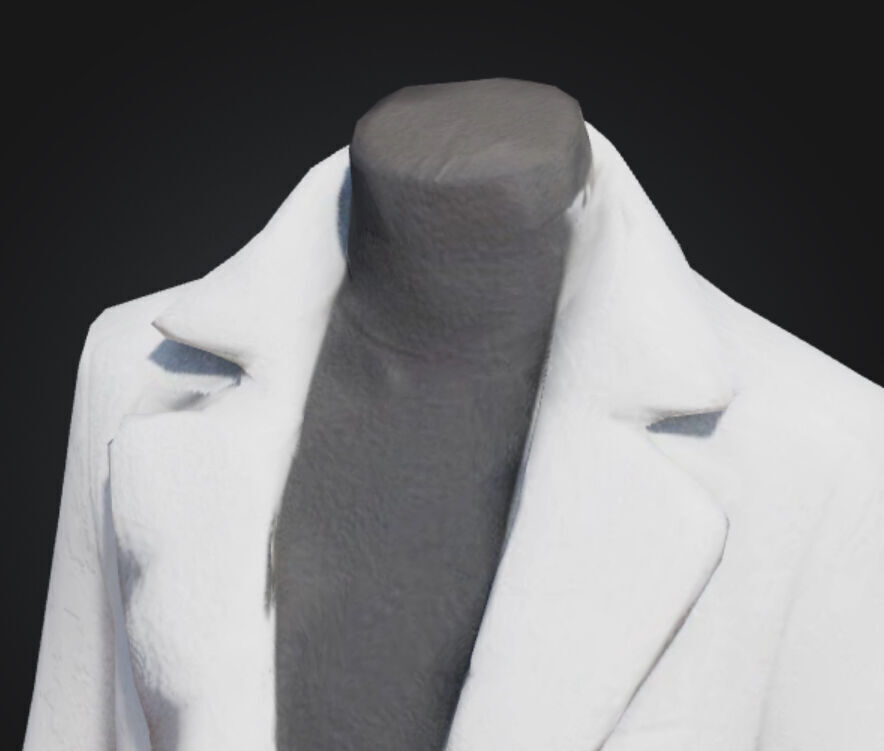 White long coat with floating stand 3D model_6