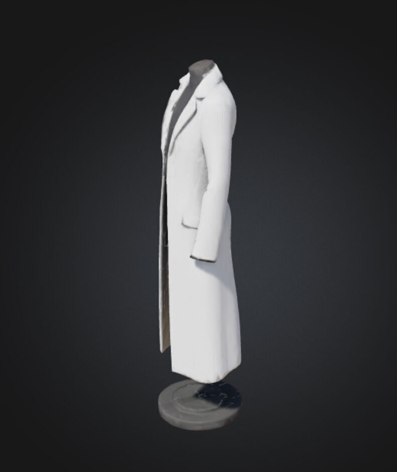 White long coat with floating stand 3D model_4