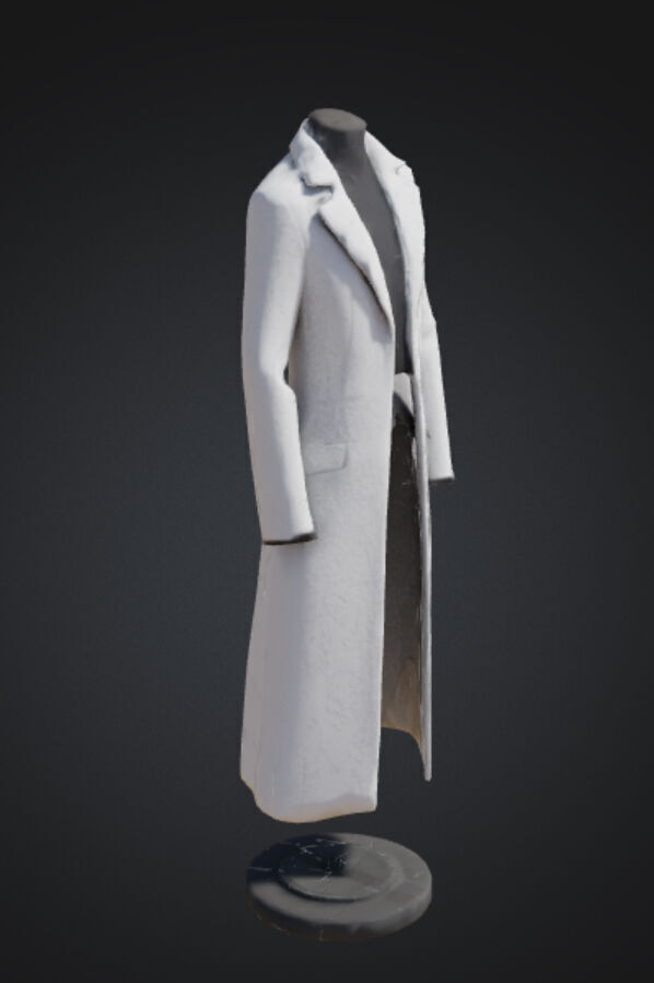 White long coat with floating stand 3D model_2