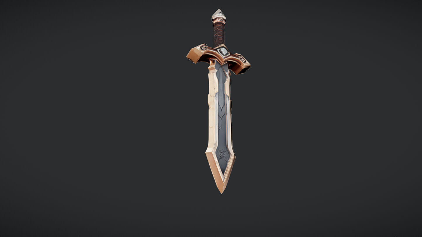 fantasy sword with ornate hilt 3D model_20