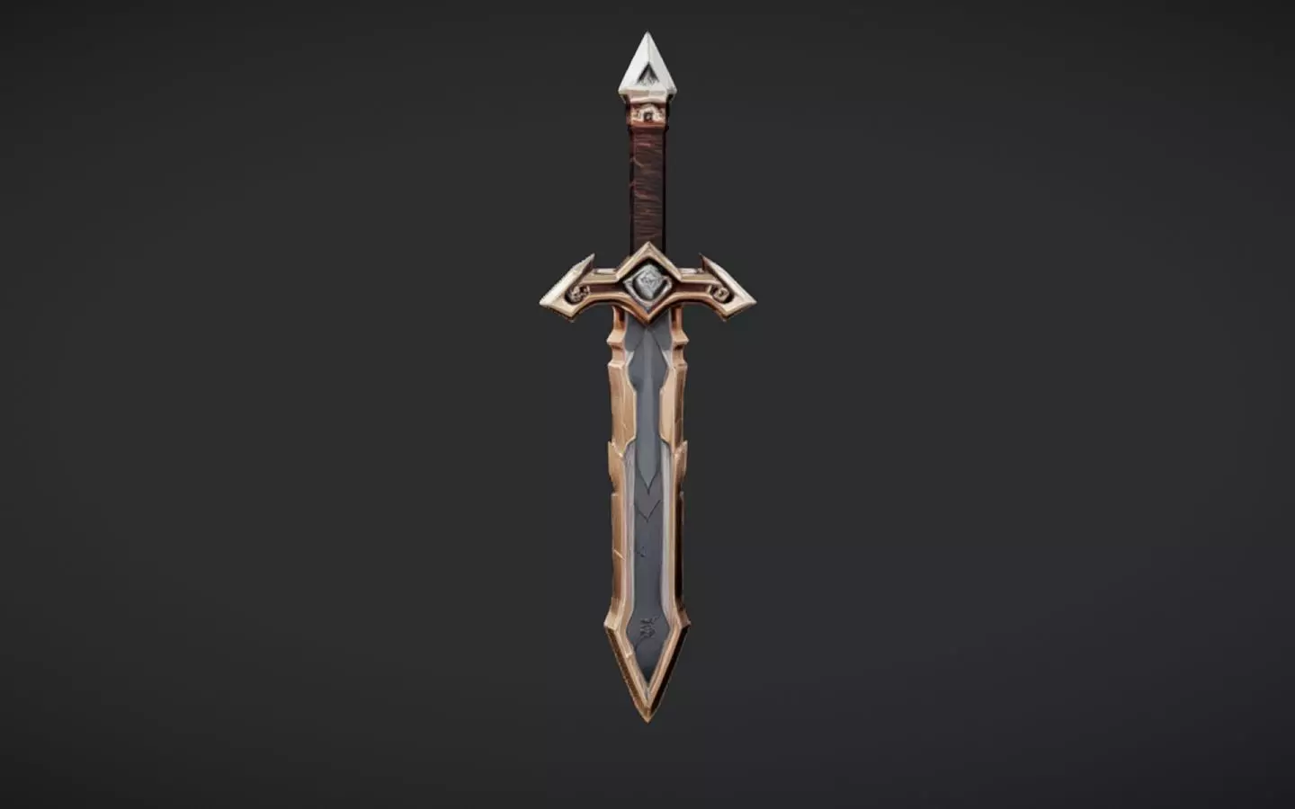 fantasy sword with ornate hilt 3D model_0