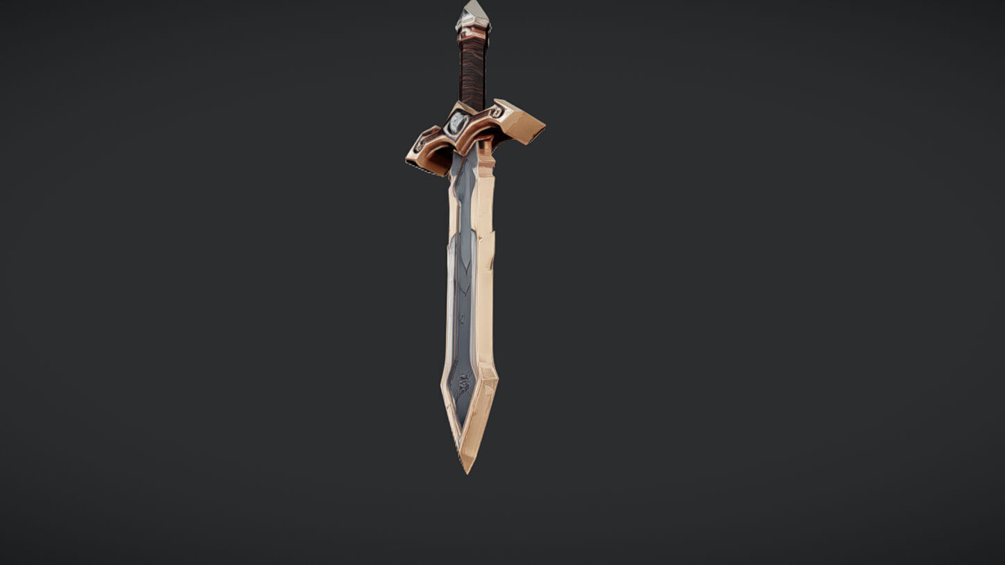 fantasy sword with ornate hilt 3D model_21