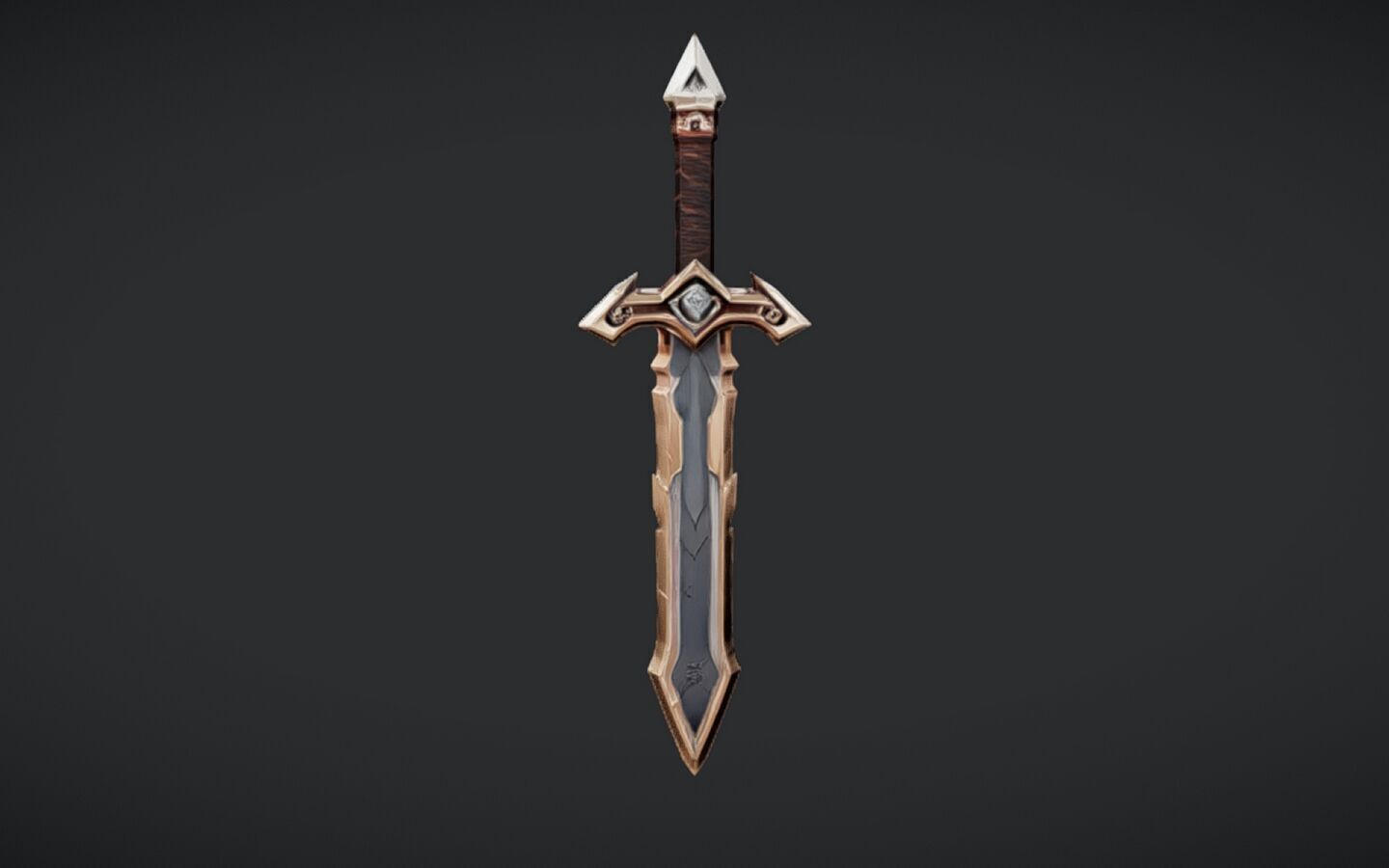 fantasy sword with ornate hilt 3D model_6