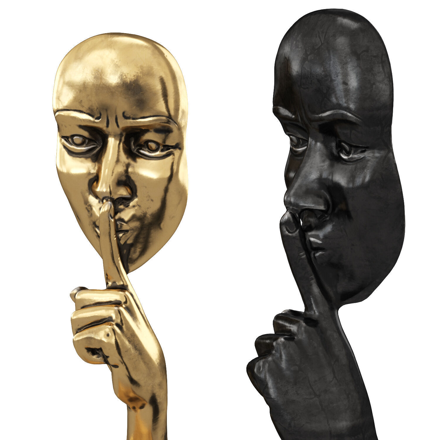 Silence gesture figurine 3D model_1