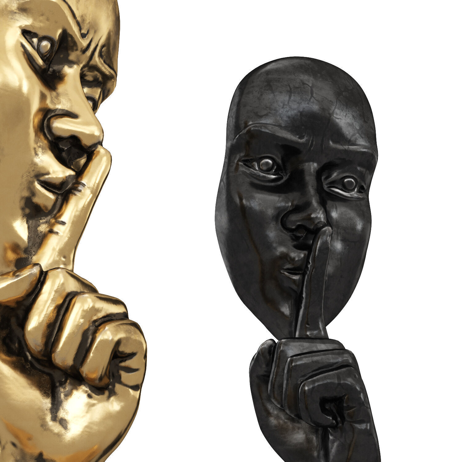 Silence gesture figurine 3D model_3