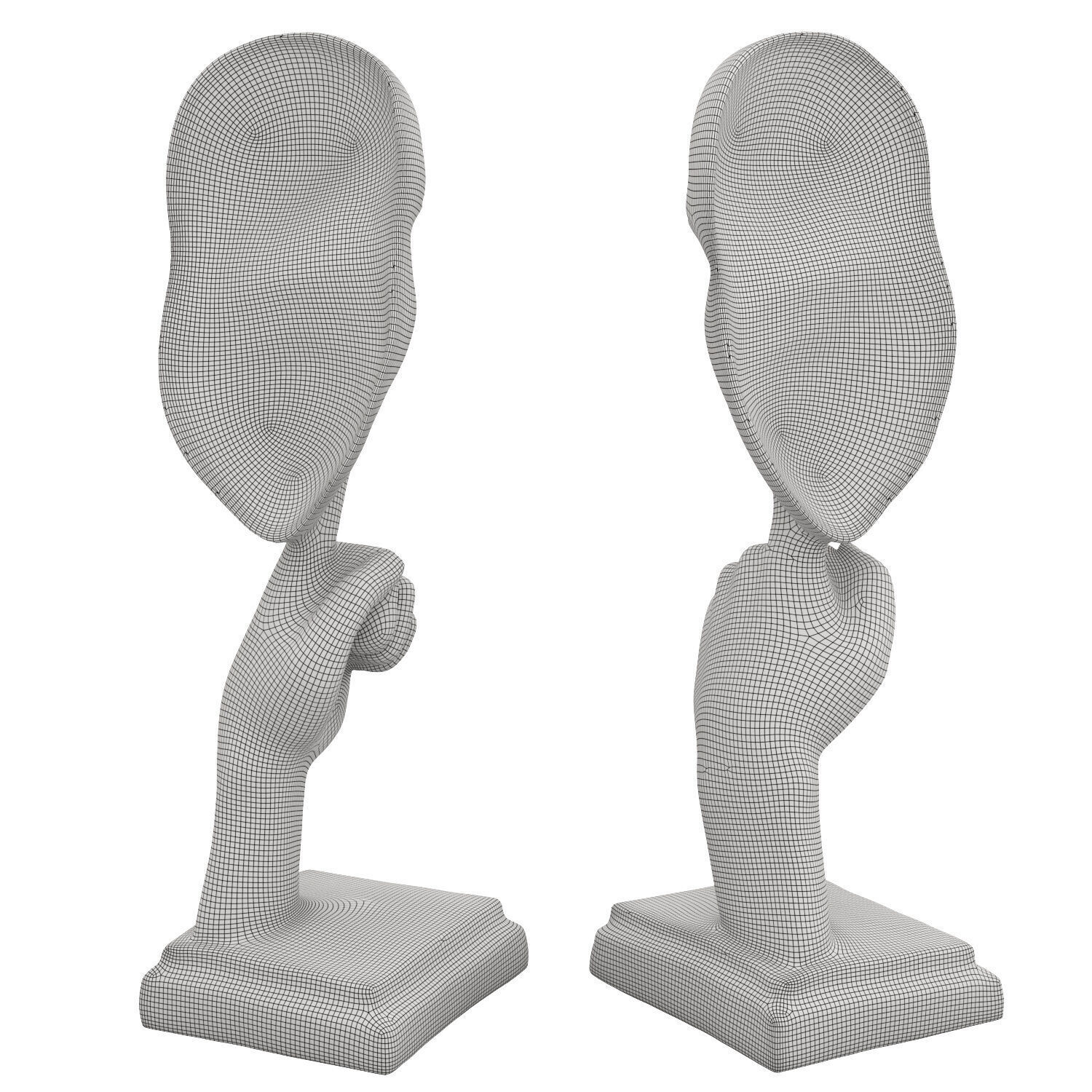 Silence gesture figurine 3D model_6