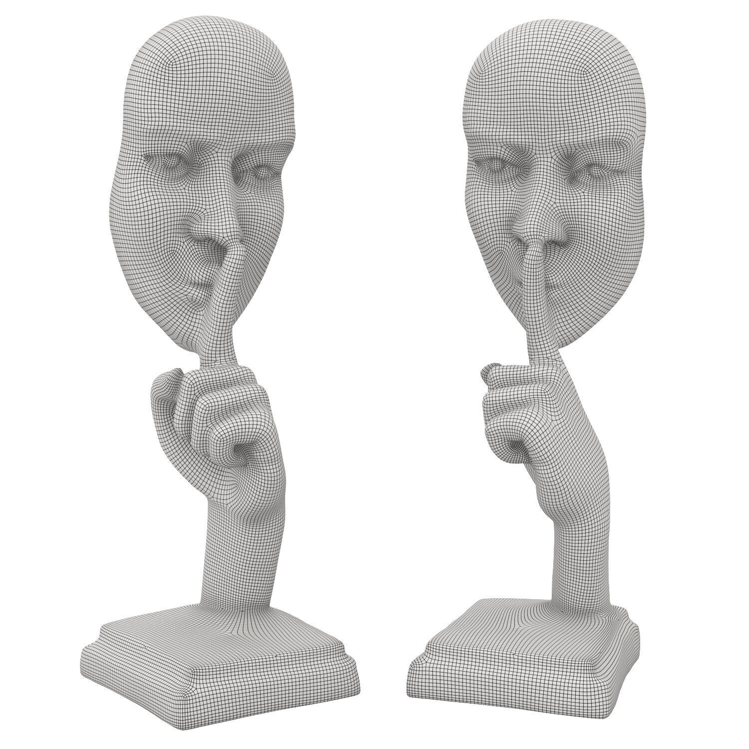 Silence gesture figurine 3D model_5