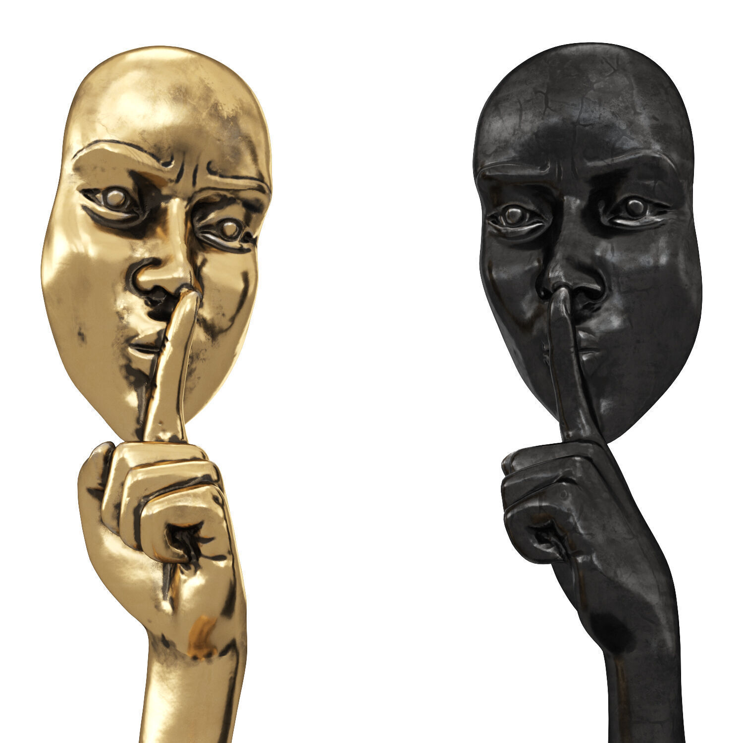 Silence gesture figurine 3D model_2