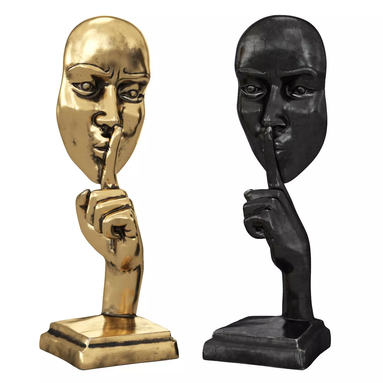 Silence gesture figurine 3D model_0