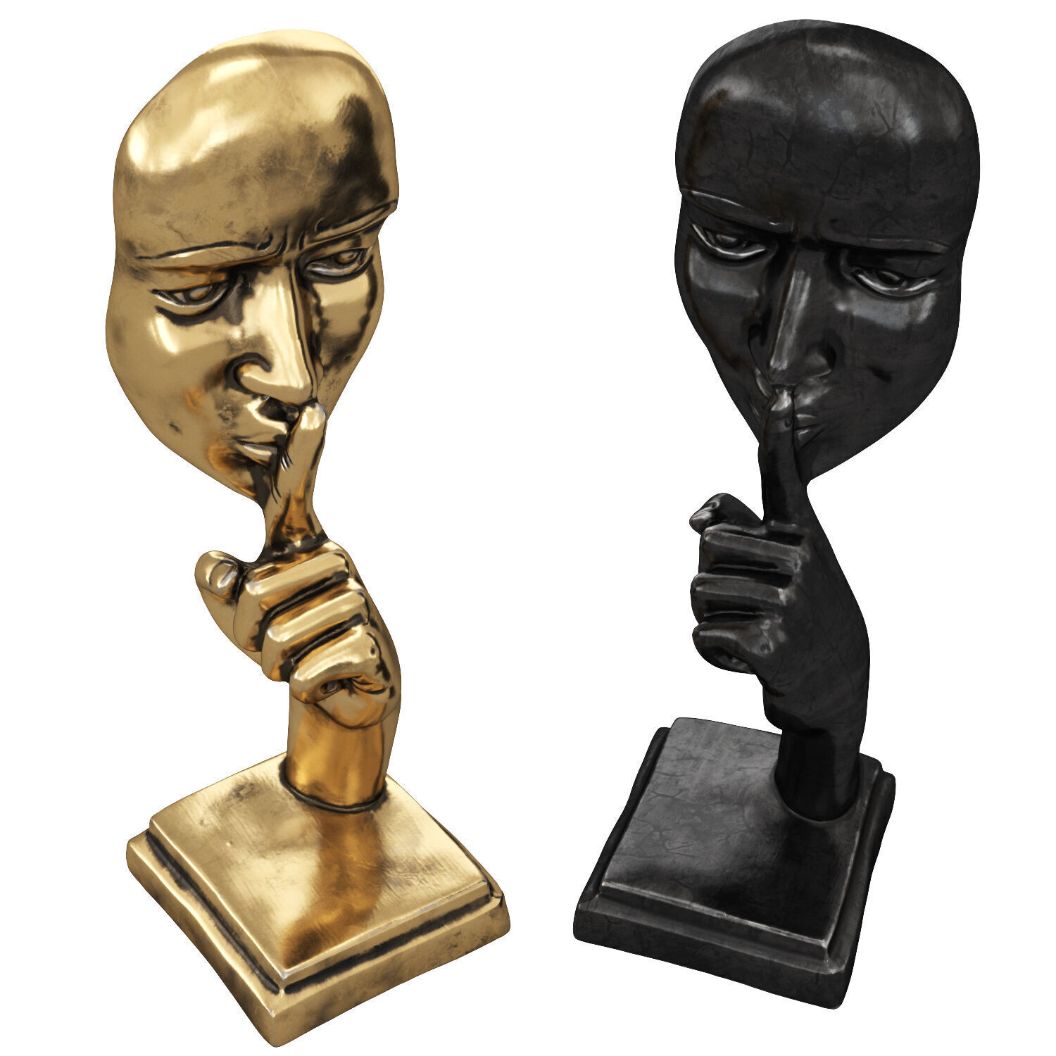 Silence gesture figurine 3D model_4
