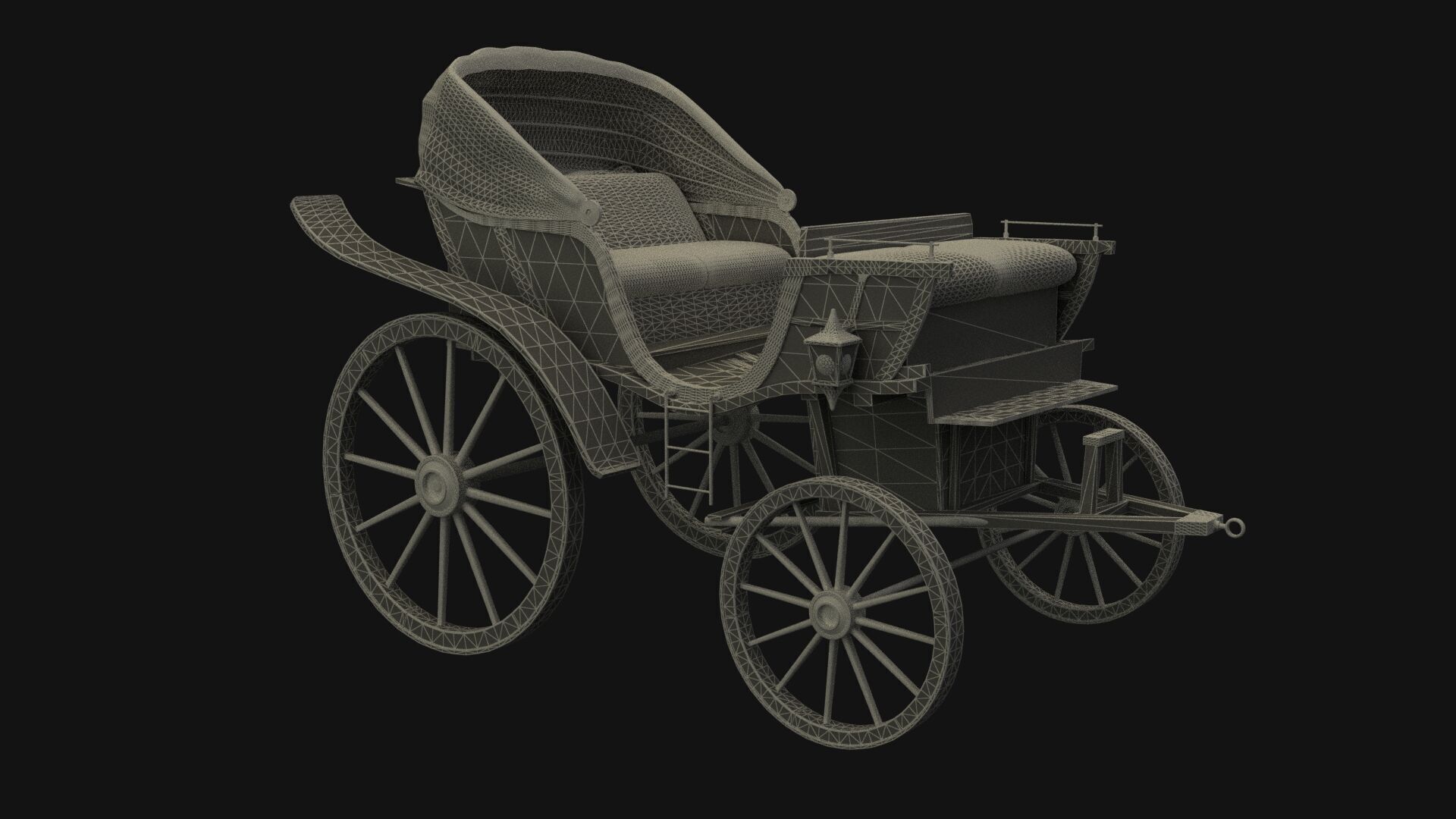 Chinese vintage buggy  Low-poly 3D model_7